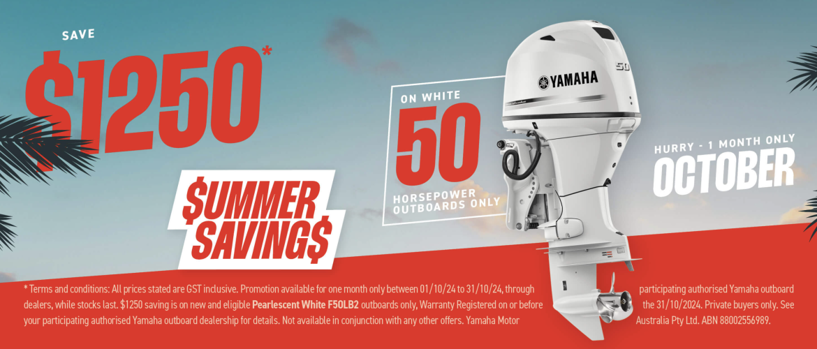 Summer Savings on Yamaha F50 White | Gold Coast Boating Centre